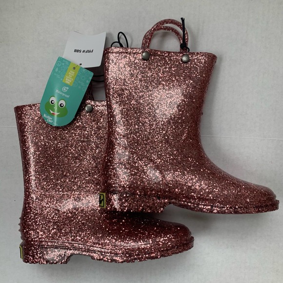 NEW Western Chief Pink Glitter Rain Boots size 1 little‎ kid - Picture 2 of 7